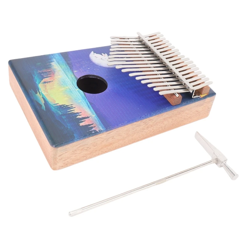 

17 Keys Thumb Piano With Study Instruction And Tune Hammer Wood Hand Finger Piano Mbira Gifts For Kids Adult Beginners (Night)
