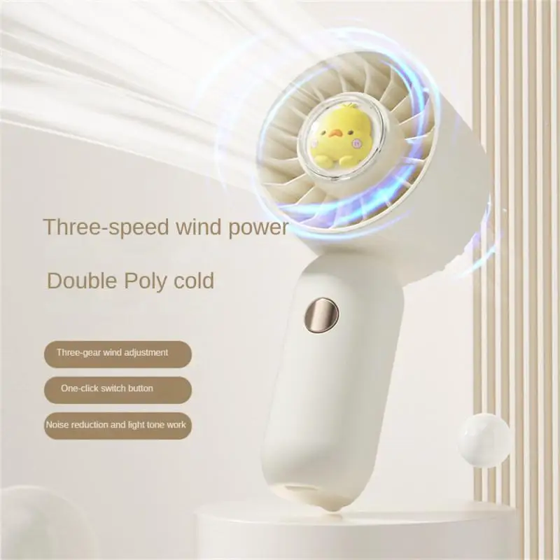 

Usb Small Cooling Fan Double Reunion Cold Wind Long Battery Life Air Cooler 360 Global Wind Pink Portable Office Fans Portable