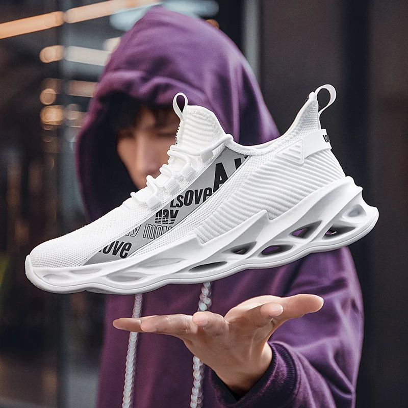 

Кроссовки мужские сетчатые для бега, дышащие легкие уличные спортивные туфли, популярная обувь, большие размеры 36-46