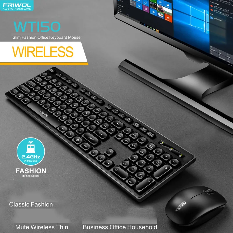 

Youlang WT150 Wireless Keyboard and Mouse Set G Desktop Computer Notebook Office Mute Gaming Mouse Kit