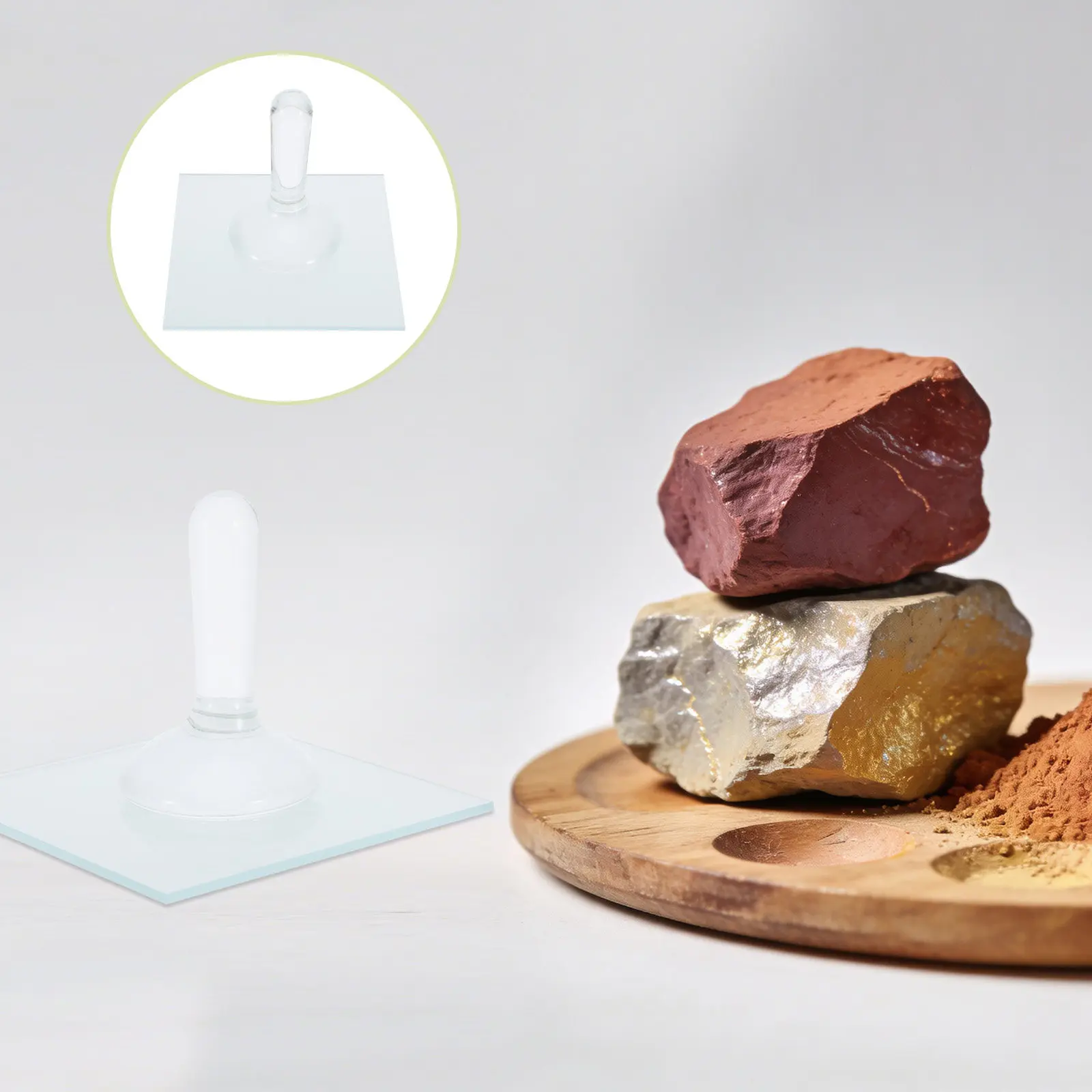 Фото Набор для измельчения минеральных пигментов: стеклянная ступка и пестик 4x4 и 3x2 для масляной и акриловой живописи, художественные принадлежности для студии, измельчение красок №1