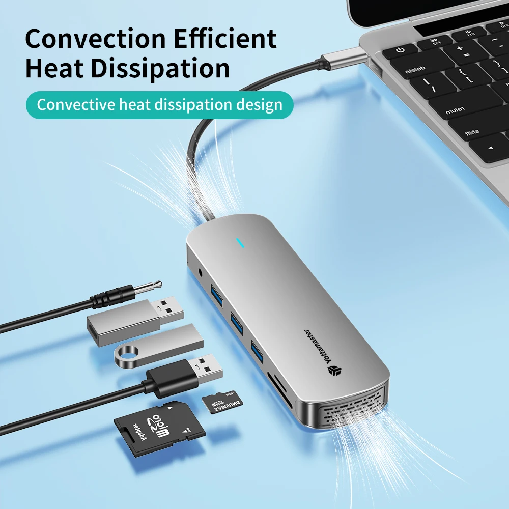 Yottamaster PD100W Type-C HDMI/VGA USB HUB to 5Gbps USB3.1/RJ45/ SD/TF Case Multi-Fonction Docking Station for MacBook Ipad Pro - купить по