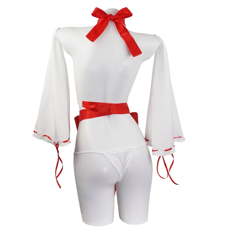 OJBK Japanese Witch Uniform Sexy Strappy Bikini Lingerie Set Girl Anime Maid Cosplay Costumes Red Kimono Apparel Women Cute Suit