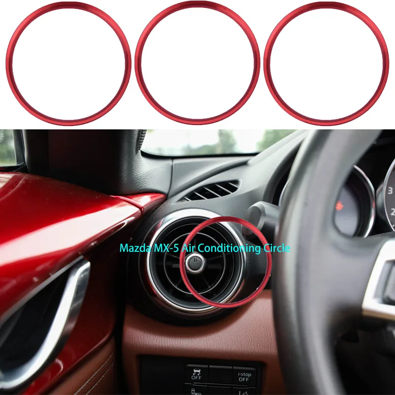 Accesorios de salida de aire acondicionado de coche, cubierta de anillo de ventilación, embellecedor de decoración para Mazda MX5 Mazda 2 CX3 MX-5 RF ND