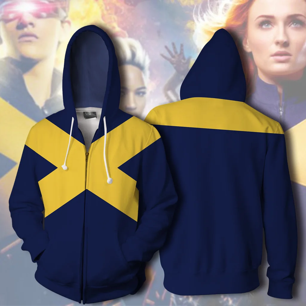 

Костюм для косплея X-Men: Dark Феникс Марвел для девочек, худи X-Men, куртка для косплея, 3D печать, свитшоты на молнии для мужчин и женщин, 2019