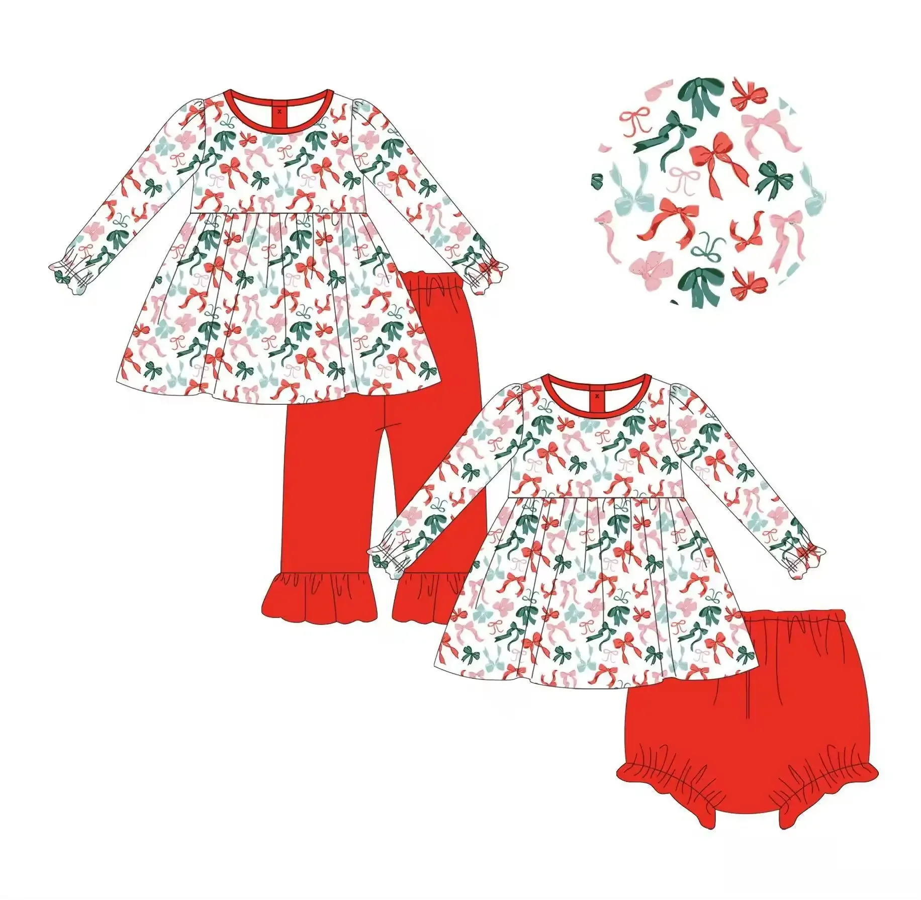 Новинка рождественские эластичные брюки с длинным рукавом и бантом кружевной