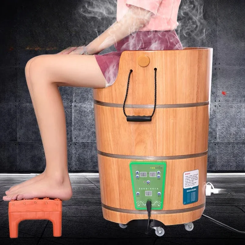

Pure Cypress Fumigation Bucket Foot Bath Barrel Wooden Barrel Foot Barrel over the Knee Deep Barrel Household Heating