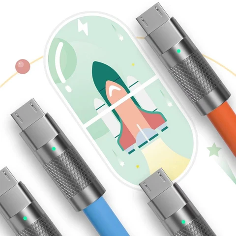 Кабель для передачи данных из цинкового сплава, 1,5 м, 5 А, 120 Вт, шнур для быстрой зарядки Micro USB типа c со светодиодсветильник кой