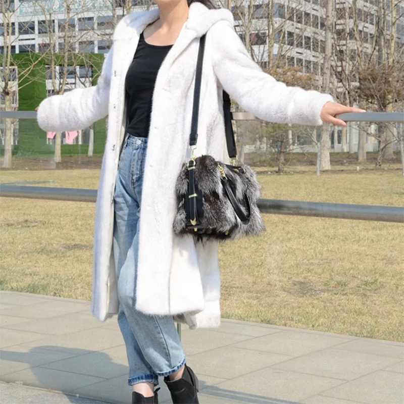 Женская сумка из лисьего меха новый дизайн вместительная через плечо модная