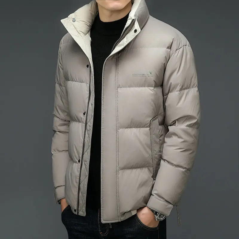 Winter Men Lightweight Puffer Basic Coats Black Khaki Gray Green Thiken Thermal Puff Jackets Quilted Outerwear Male Warm Outfits