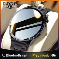 lige new bluetooth call smart watch men sports fitness tracker watches business steel band full touch screen smartwatch for men
