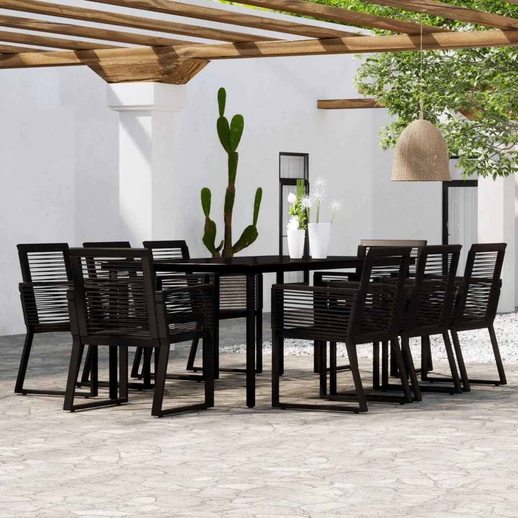 

9 Piece Garden Dining Set,Patio Table and Chair Set, Black