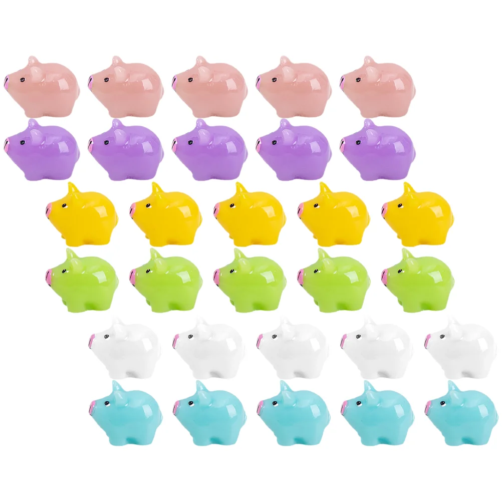 

30pcs Miniature Piggy Figurine Decoration Bonsai Miniature Animal Ornament Resin Craft Small