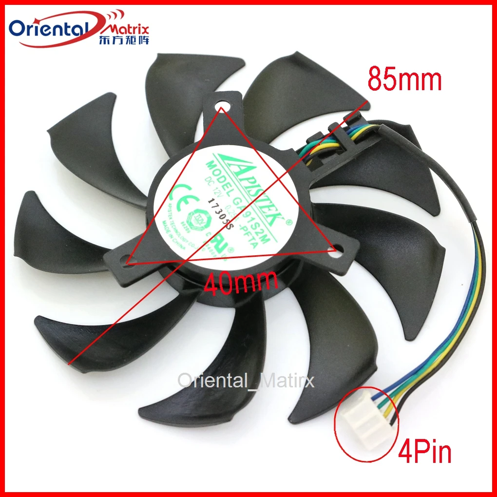 

GA91S2M DC12V 0.25A 85mm VGA Fan For Sapphire RX550 RX560 RX460 2G 4GB PULSE OC Graphics Card Cooling Fan