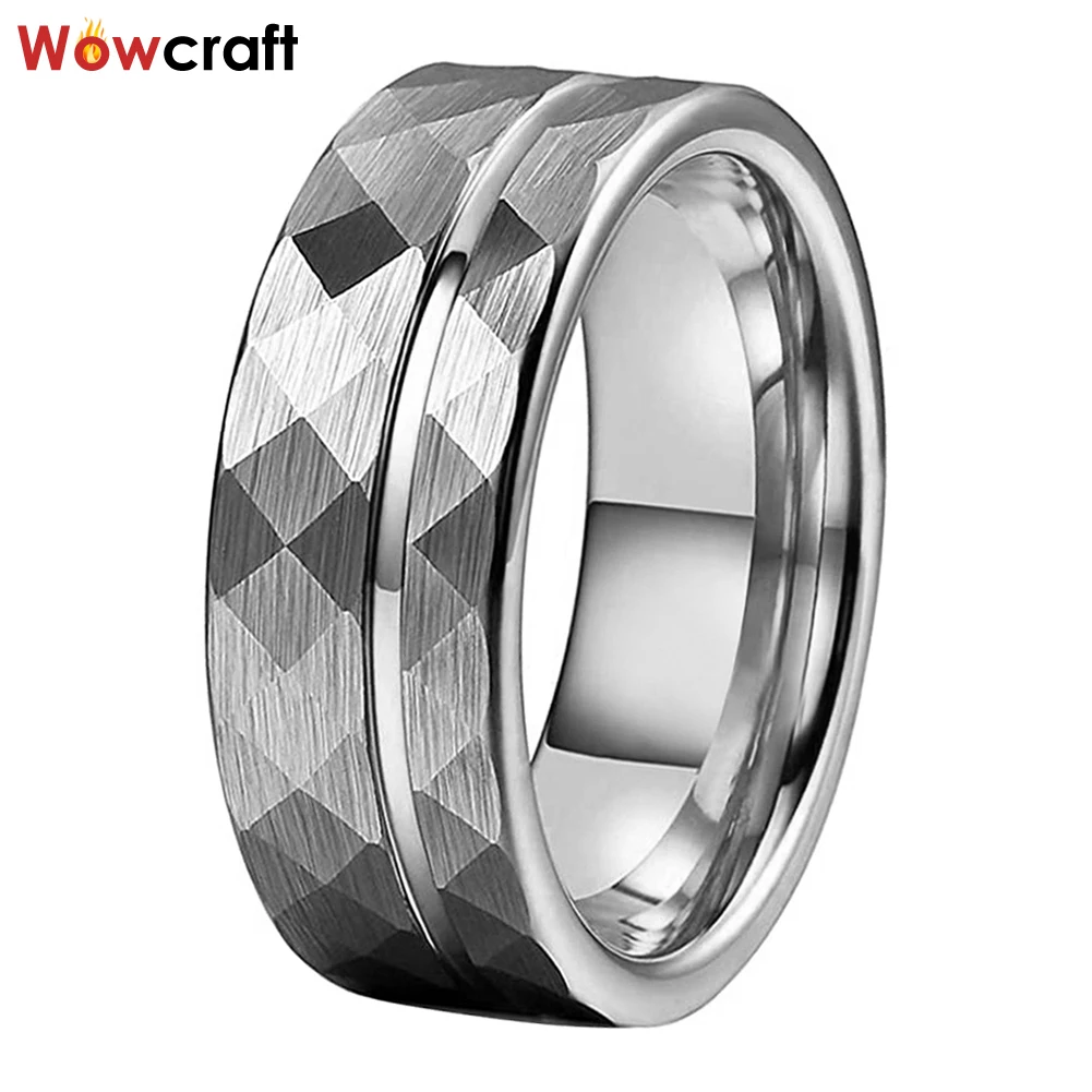 

Кольцо обручальное вольфрамовое с гранями, 8 мм