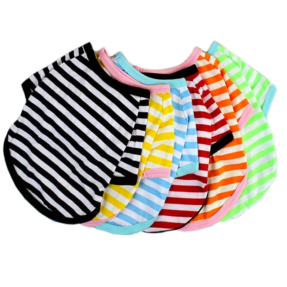 

Cute Dog Shirt Pets Cool Striped T-Shirt Spring Summer Round Neck Puppy Clothes Cat Chihuahua Vest Pet Clothing for Small Dogs