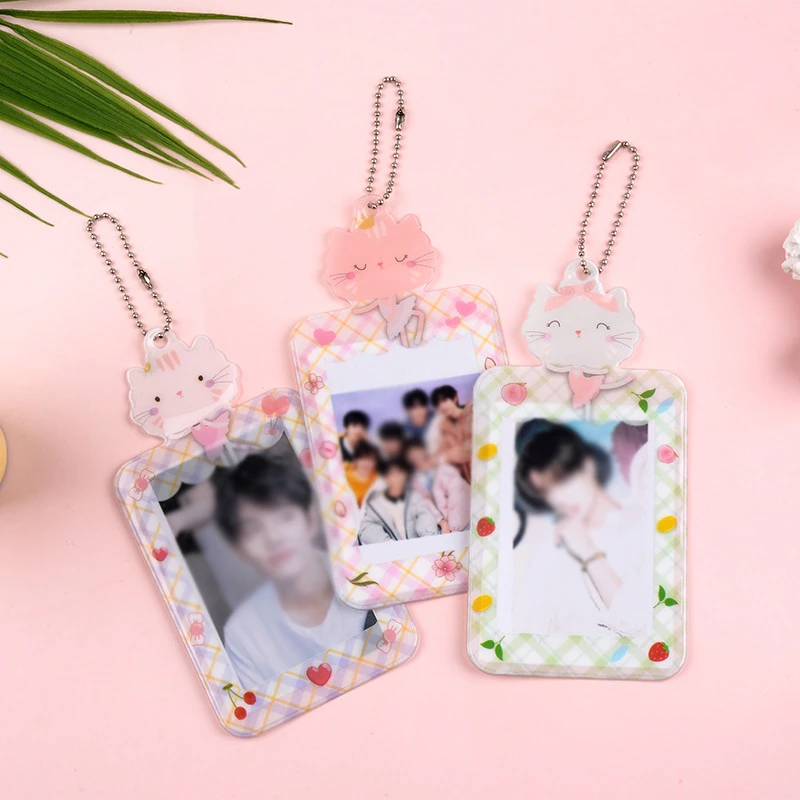 

Cartoon Photo card Transparent Card Holder Pendant Storage With Keychains Bus Card Holder Photo Sleeves Cute Meal Card