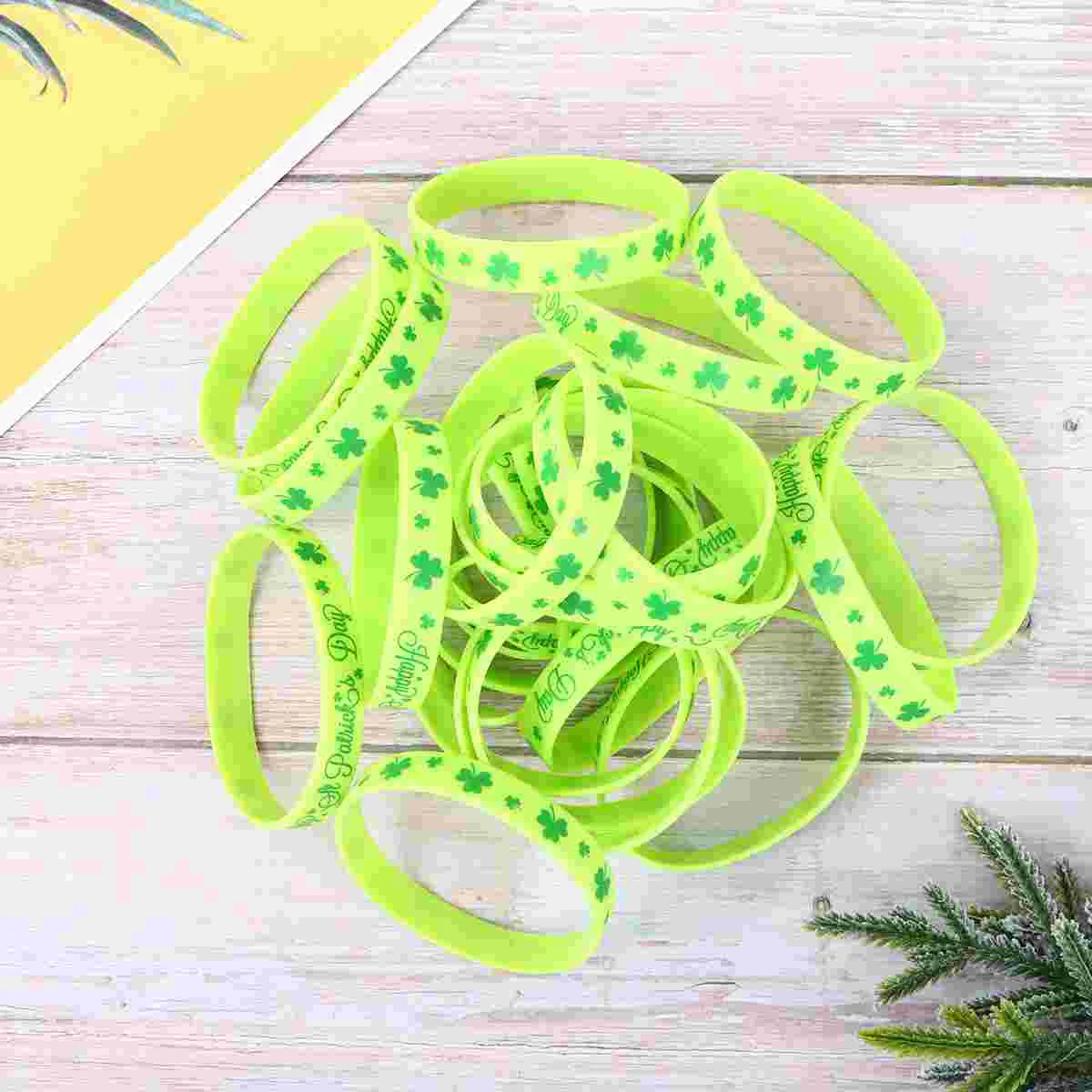 

Bracelet Party Day Silicone Wristband Bracelets Shamrock S Wristbands Rubber Patrick Leaf Patricks St St.Patrick Decoration