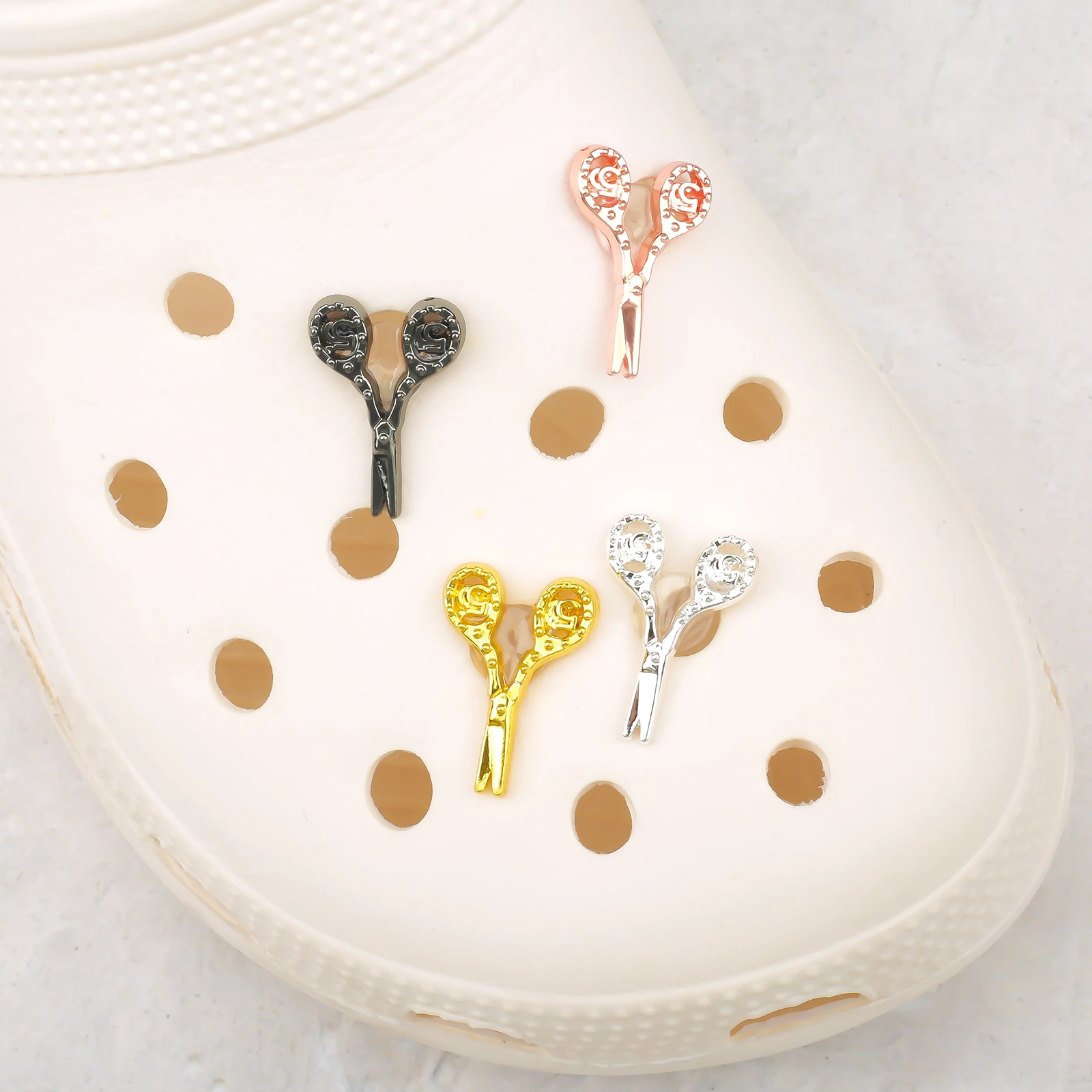 10pcs Scissors Shoe Charms Accessories Decorations Aolly Croc Jibz Buckle for DIY X-mas Gift CBC106