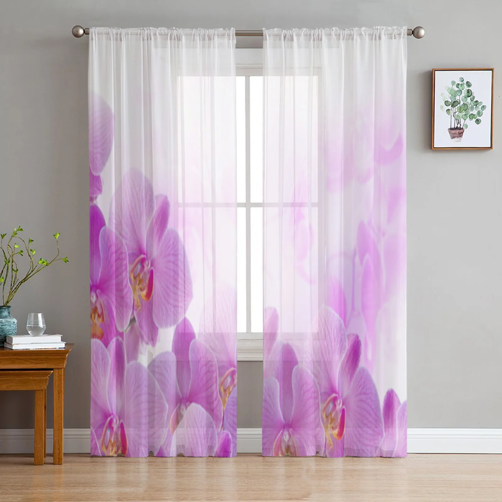 

Тюль с цветами орхидеи, прозрачные оконные шторы для гостиной, спальни, современные драпировки из искусственной кожи, тканевые занавески