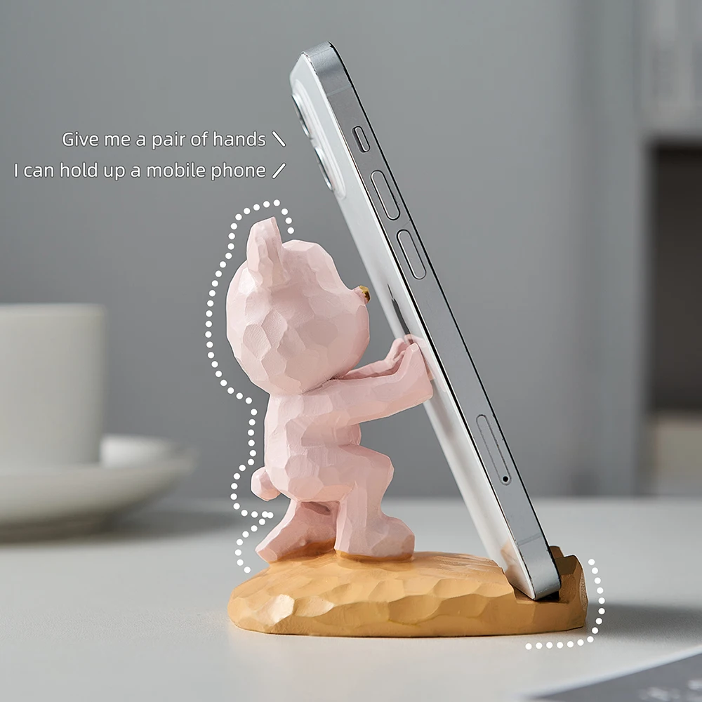 nordic creative bear mobile phone stand desktop ornament modern office home decoration accessories for living room desk crafts free global shipping