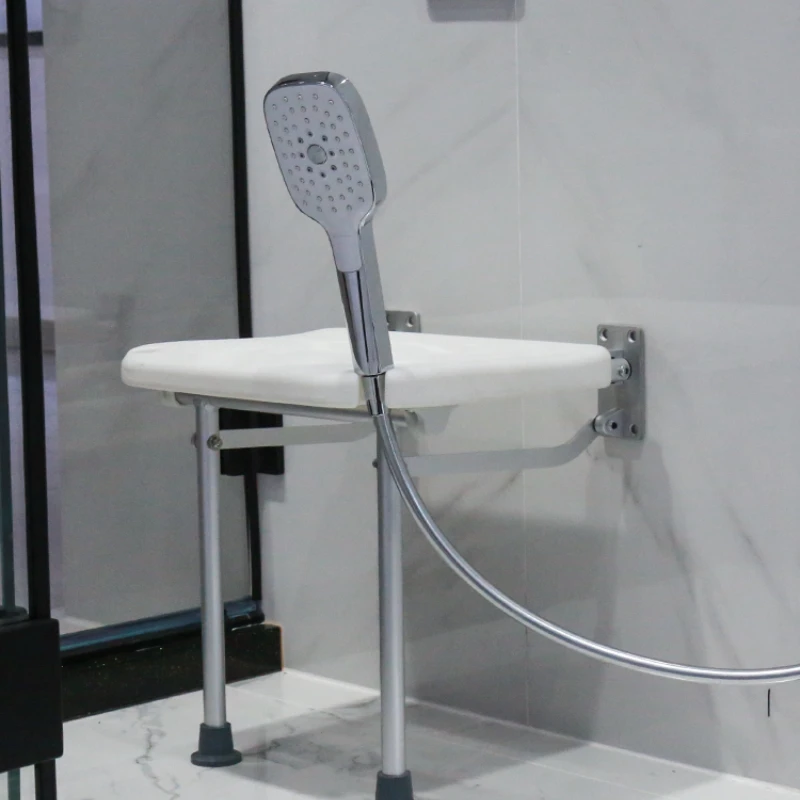 Stool Elderly Safety Wall Shower Seat White Relaxing Hidden 
