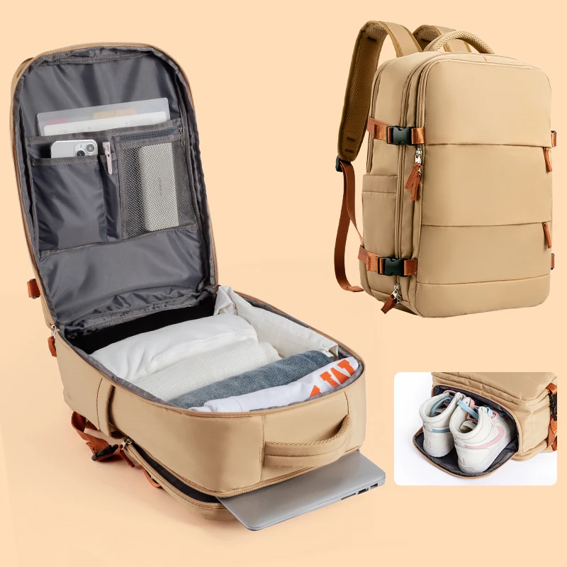 

Men Travel Backpack Large Capacity 17inch Laptop Women Anti-theft Waterproof Cabin Plane Mochila for Trip with Shoes Pocket