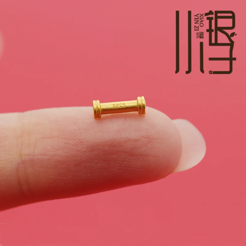 Бусины из стерлингового серебра S925 мини-короткая прямая трубка маленькая