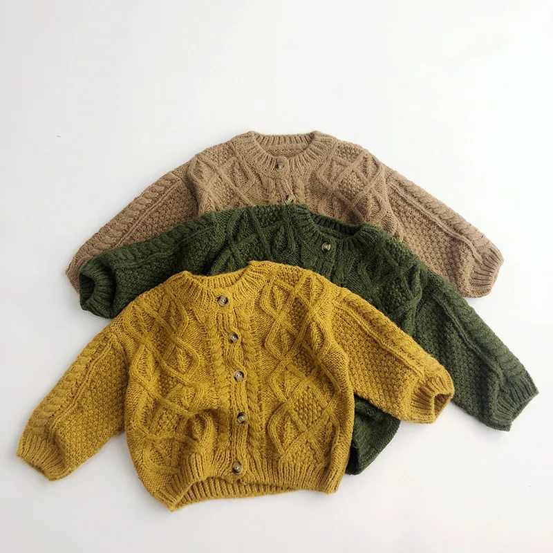 

Новинка 2022, Осенний Детский свитер, детский однотонный вязаный кардиган, топы для девочек, пальто