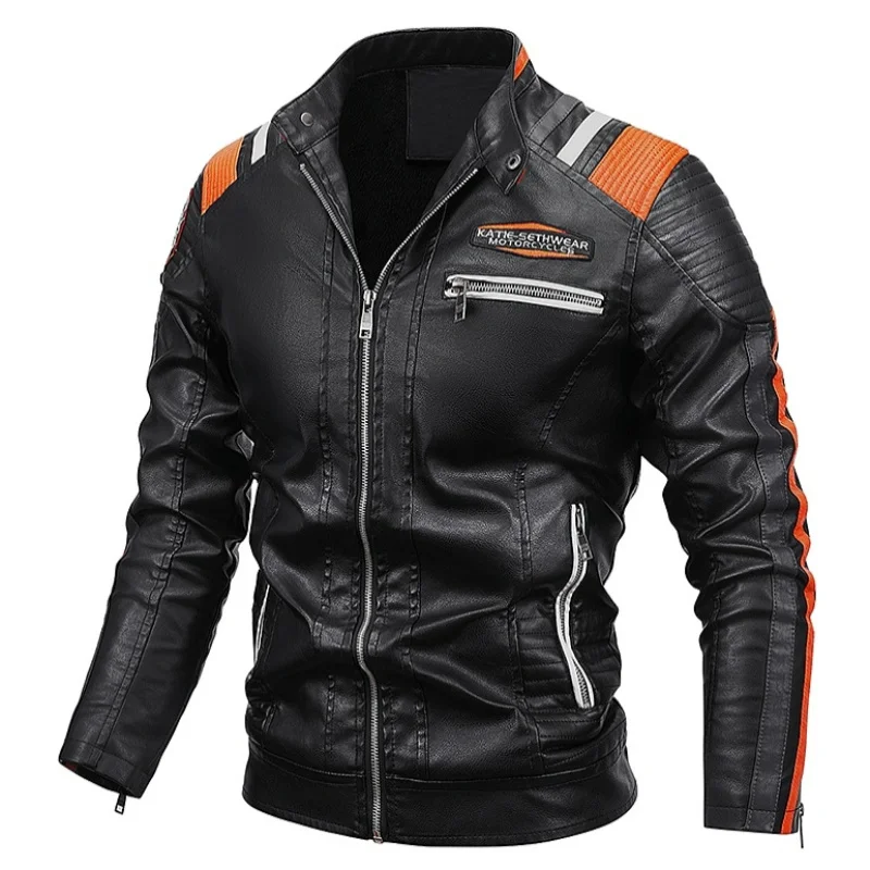 

New Men's Autumn Winter High Quality Fashion Coat Leather Jacket Motorcycle Style Casual Jackets Thickening for Warmth Overcoat