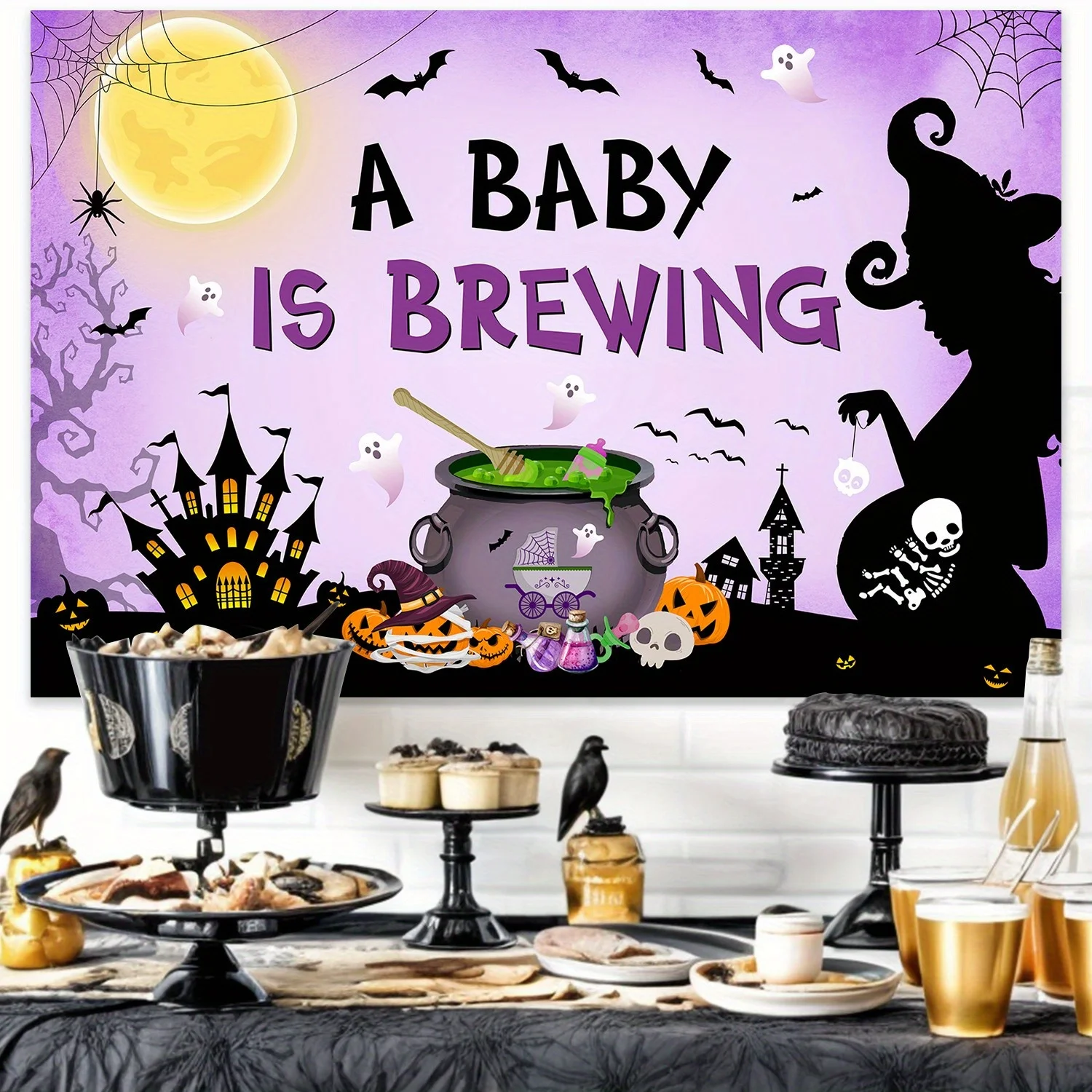 1 шт. пурпурное украшение для Хэллоуина детский фон фотографирования со