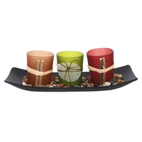 direct natural candle scape set 3 candlestick cup decorative candle holders with rocks and tray wedding bar decoration crafts ca