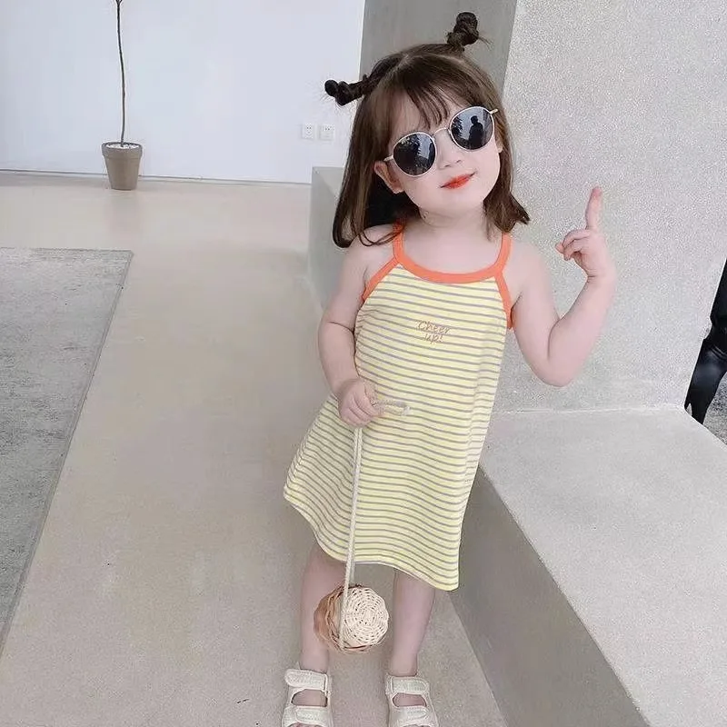 

Dresses for Girls Beach Dress Sling Sleeveless Clothes Kids Children Wedding Holiday Party Sundress Kids Clothes Summer Dress