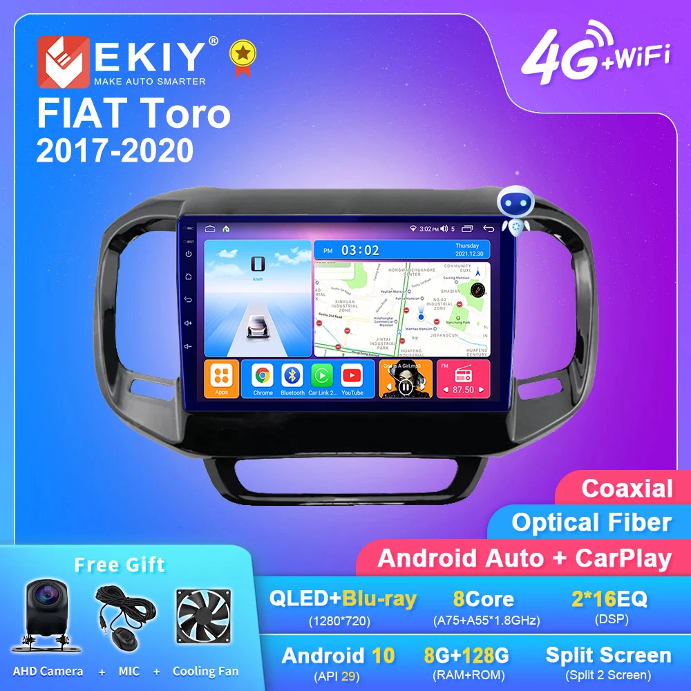 

Автомагнитола EKIY T7 QLED DSP Android 10 для FIAT Toro 2017-2020 мультимедийный плеер Carplay Navi No 2din магнитофон DVD HU FM BT