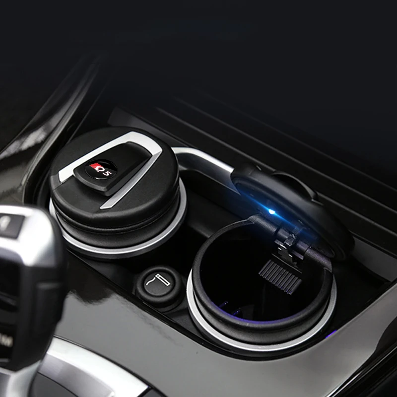 

1pcs Car Logo Ashtray Storage Cups Smokeless with LED Light Auto Accessories for Audi Sline Q5 TT A6 A1 A3 A4 A8 Q3 Q7 S3 Gadget