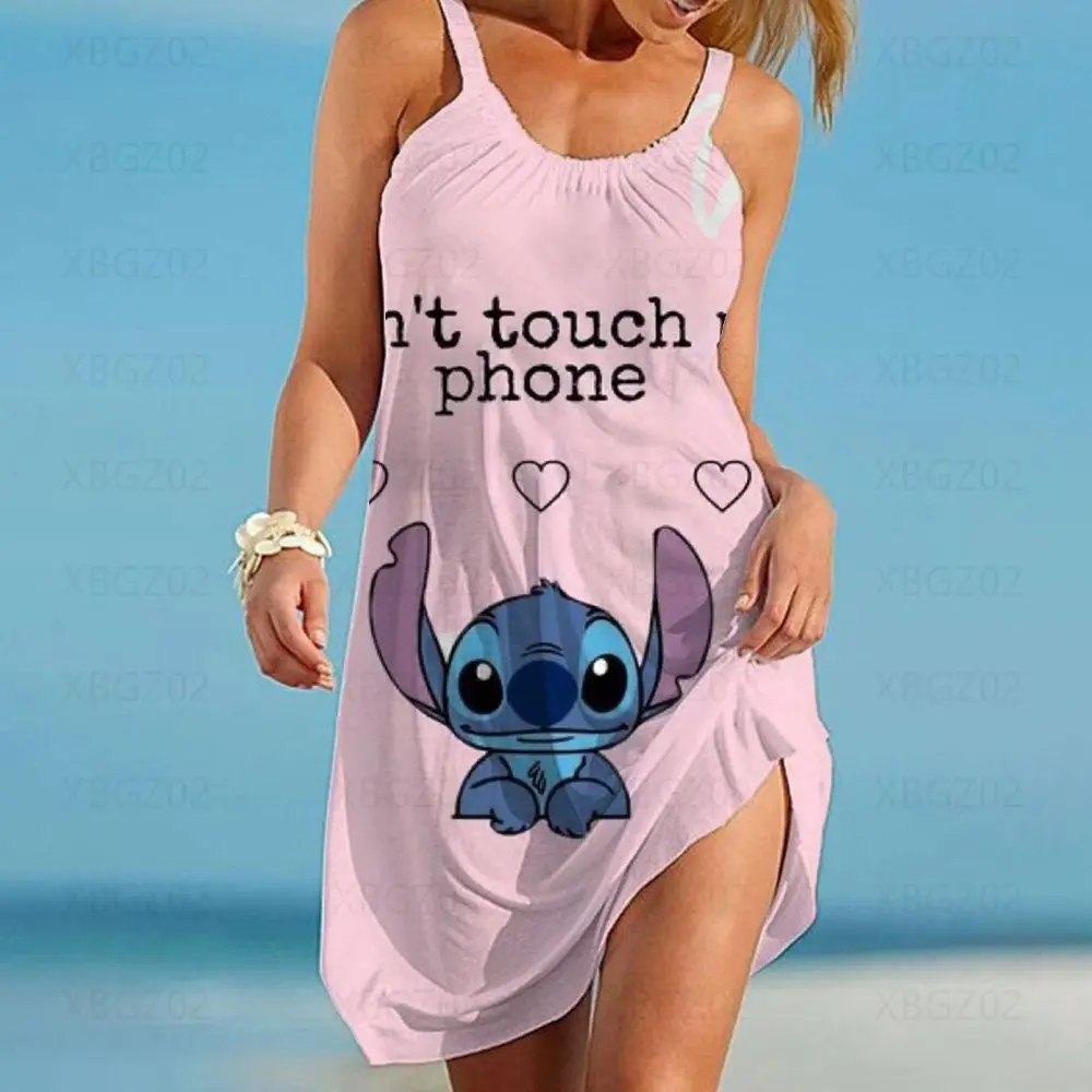 

Y2k Elegant Dresses For Women 2022 Party Disney Cartoon Robe Sling Stitch Top Boho Women's Dress Woman Clothes Loose Sleeveless