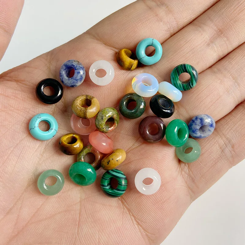 Модные бусины в форме Абака с большими отверстиями из натурального камня Гладкие