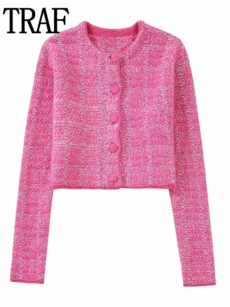 

Женский твидовый кардиган на пуговицах, с длинным рукавом