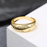 new luxury vintage gold plated stars rings for women shine cz stone inlay punk fashion jewelry daily wear party gift astral ring