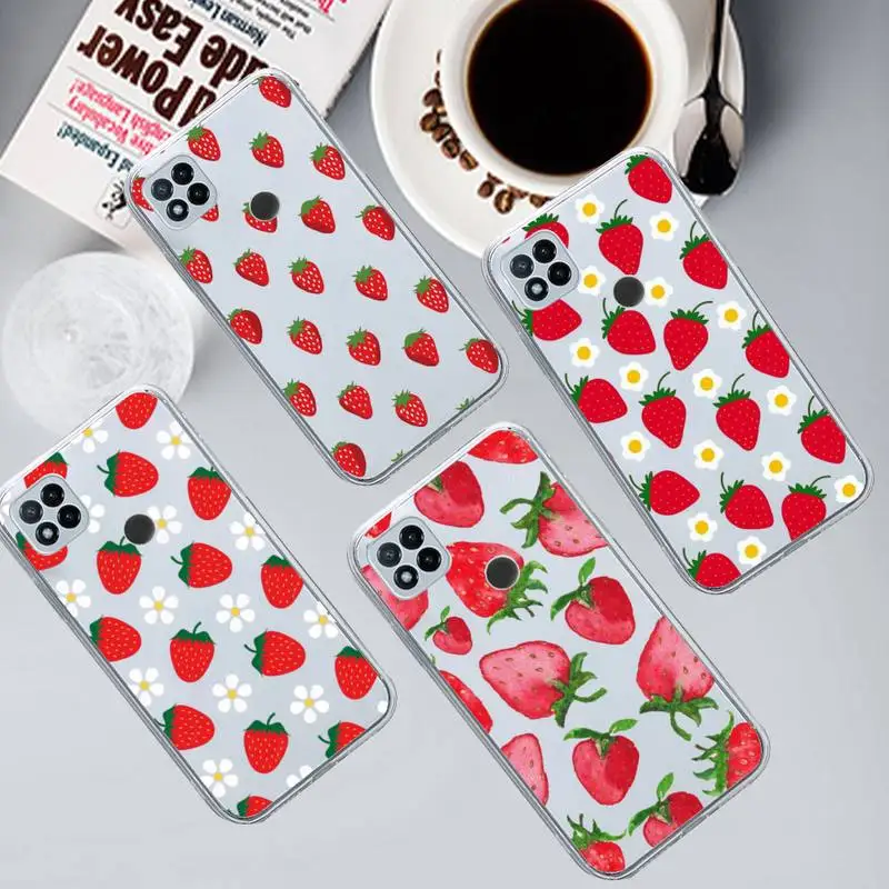 

Strawberry summer fruit Phone Case Transparent For Xiaomi Redmi note 12 11 7 8 9 10 E s i T X note ultra X3 pro 5G 4G