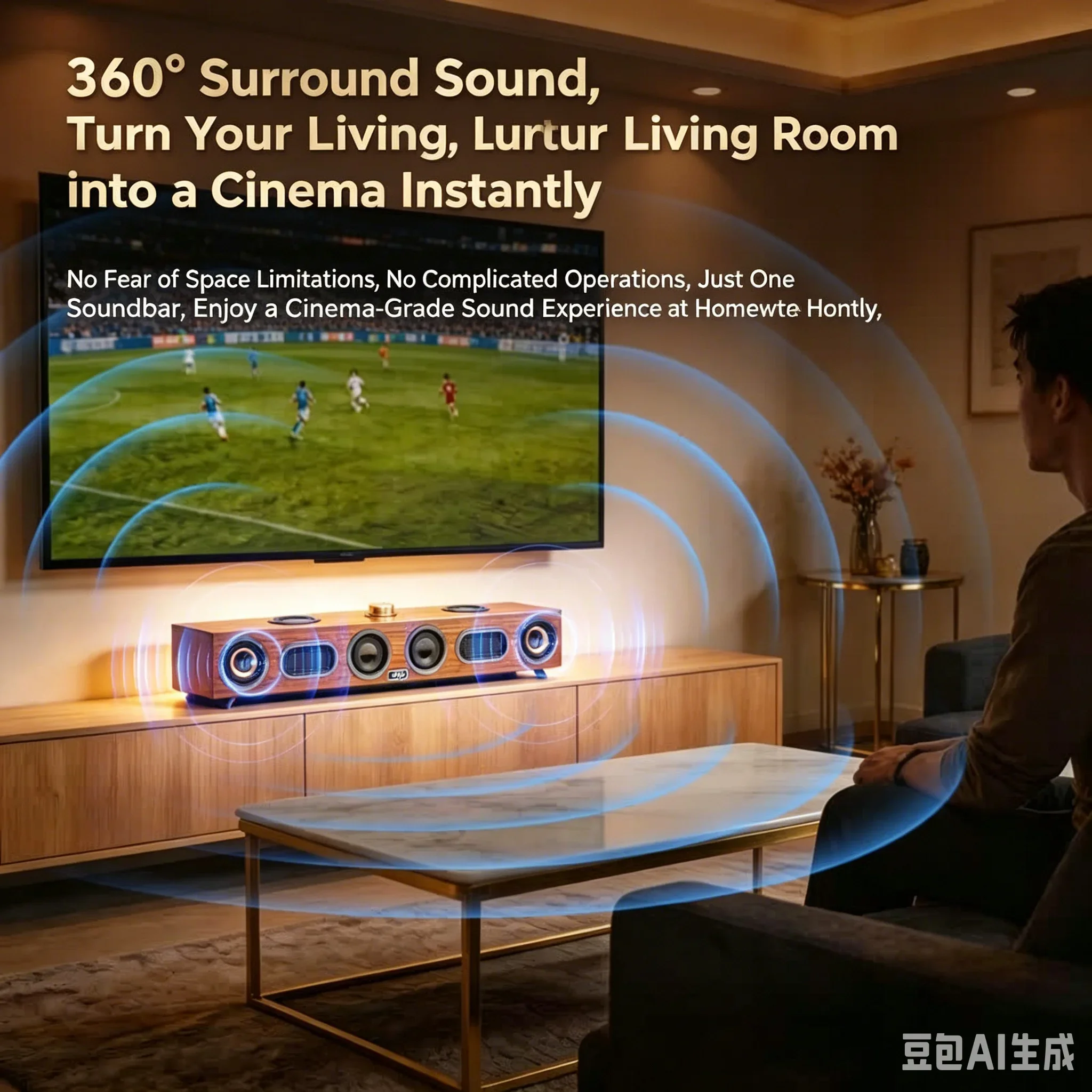 Деревянная звуковая панель Bluetooth 6.0, проводные и беспроводные аудиоколонки, саундбар с объемным звуком, поддержка AUX, коаксиального, TF, USB-входов для компьютера, игр, телевизора (art.: 3920db9abeb4f) - 3920db9abeb4f