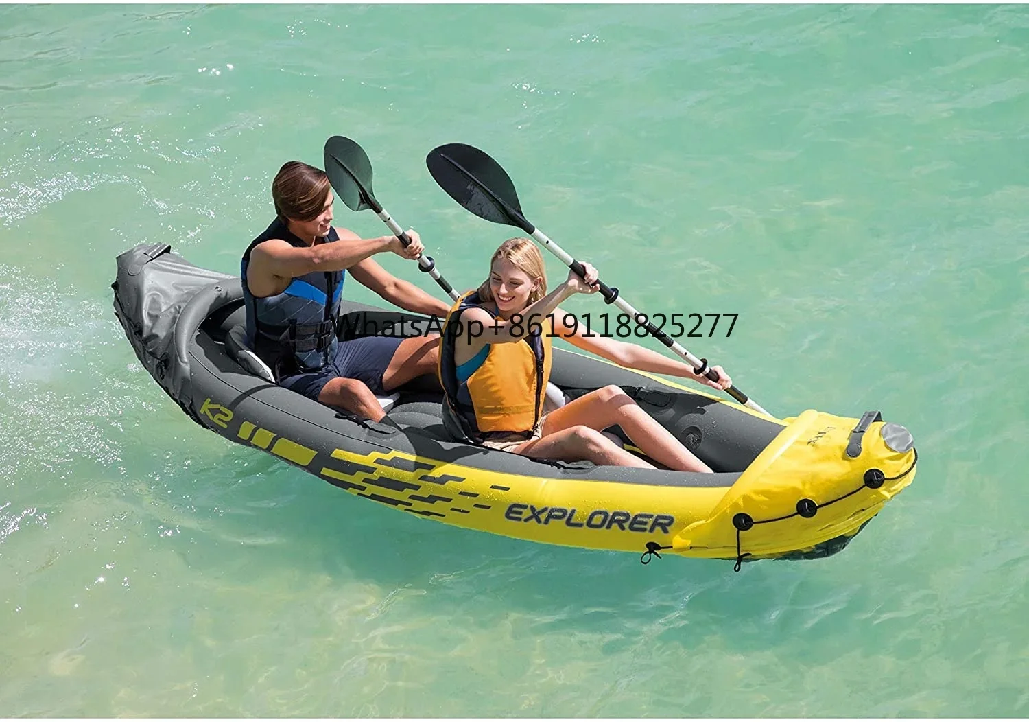 Intex 68307 K2 каяк надувная гребная лодка набор уличная профессиональная с веслом для