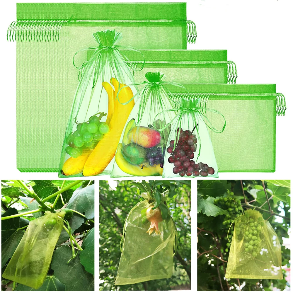 50/100PCS Grapes Protection Bags Garden Mesh Bags Agricultural Orchard Pest Control Anti-Bird Netting Fruit Vegetable Bags