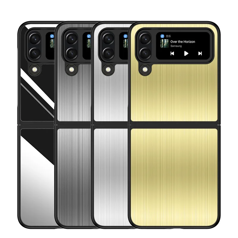 

Роскошный чехол для телефона из нержавеющей стали для Samsung Galaxy Z, флип-чехол 4 дюйма, противоударный мягкий металлический чехол-бампер для ...