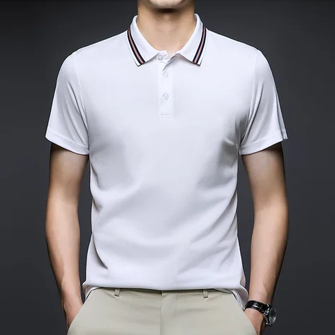 Летняя футболка с коротким рукавом, мужская рубашка-поло с отложным воротником, Свободная Повседневная рубашка с коротким рукавом