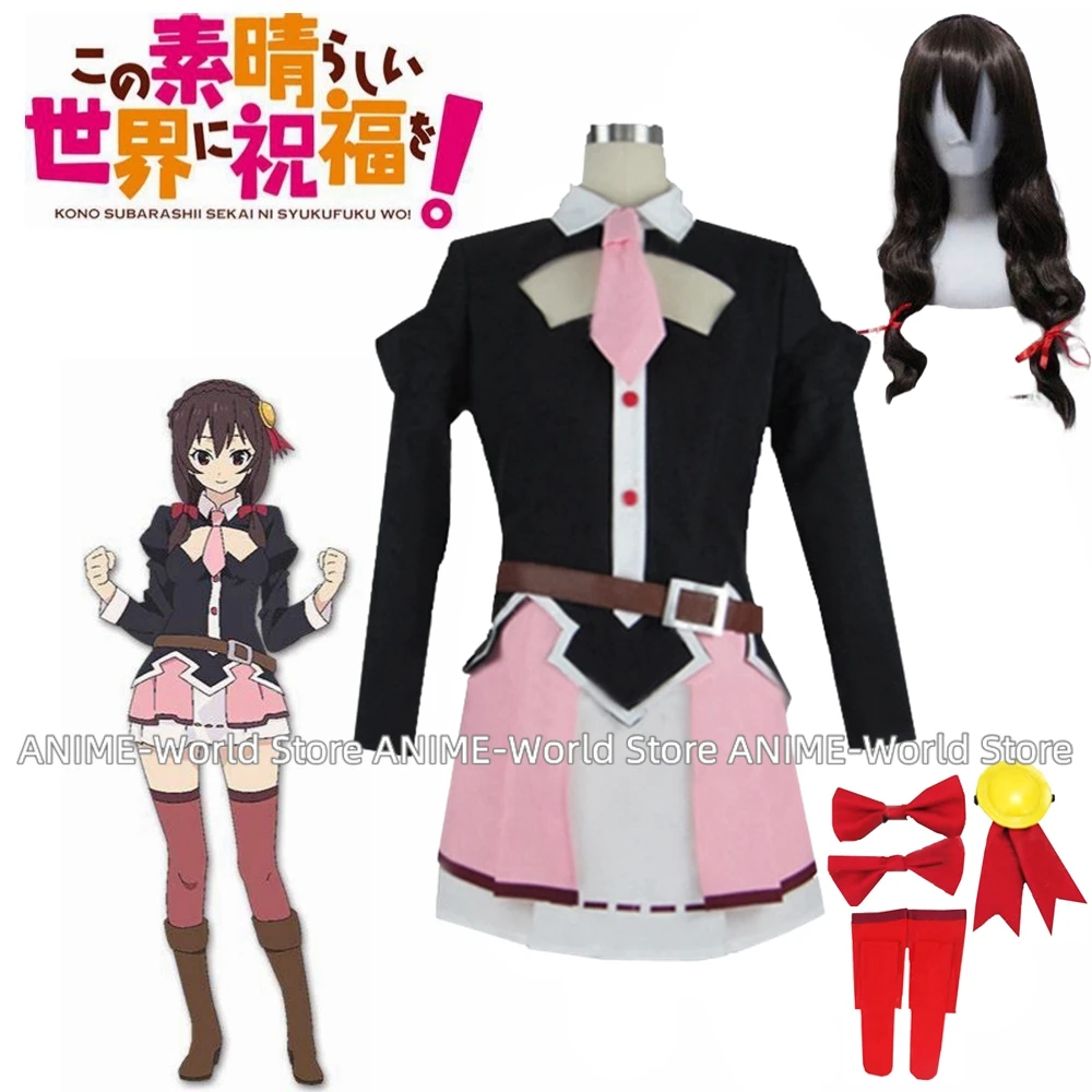 

Новый аниме Konosuba Kono Subarashii Sekai ni Shukufuku wo! Парик Yunyun, костюм для косплея, полный комплект
