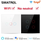 Умный сенсорный выключатель SAMTRUL Tuya, Wi-Fi, без нейтрального провода, европейский стандарт, 2 канала, 110 В, 220 В, ВКЛ.ВЫКЛ., 1234 клавиши, для Alexa Google Home