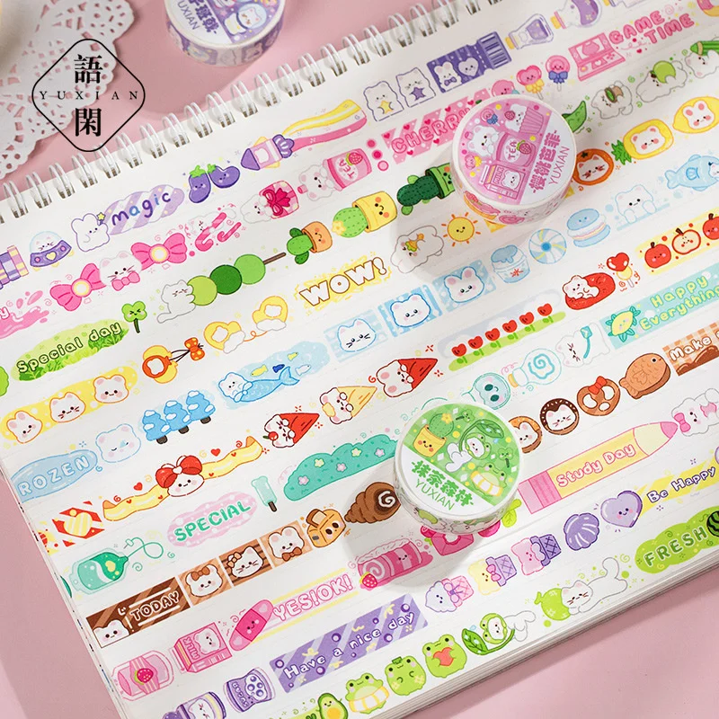 

Kawaii Animals Dessert Masking Washi Tape Cute Rabbit Strawberry Decorative Adhesive Tape Decora Diy Scrapbooking Sticker Label