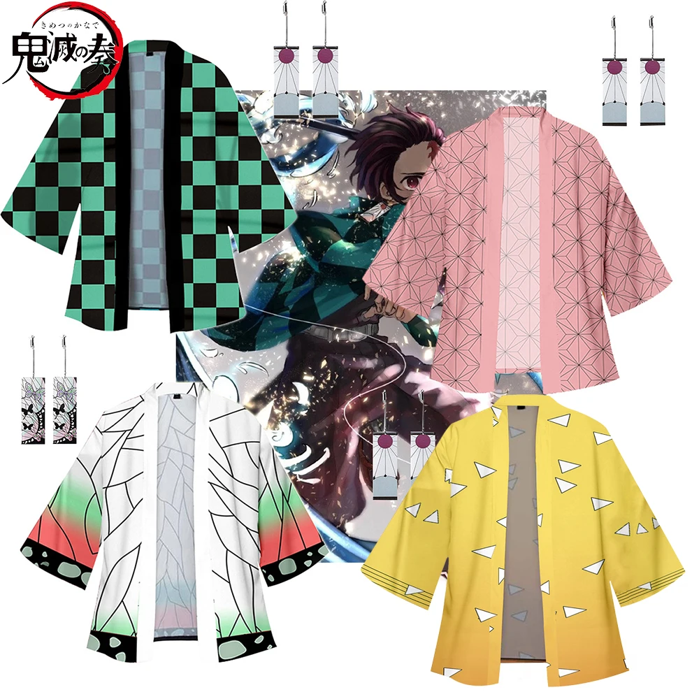 

Anime Demon Slayer Kochou Shinobu Cosplay Costume Haori Earrings Nezuko Cloak Kimono Kochou Shinobu Halloween Cosplay Costumes