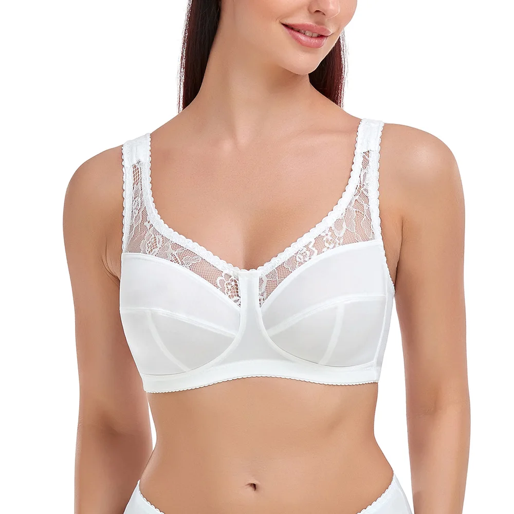 Plus Size Full Coverage Lace Bras for Women Sexy Lingerie 34 36 38 40 42 44 46 B C D E F G H Cup Big Breast Wire Free Bralette